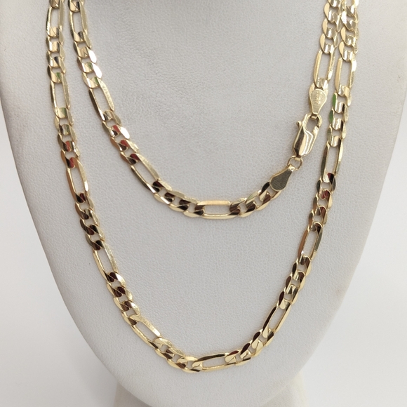 10kt Real Solid Gold Figaro Chain 4.5mm 24 Inches